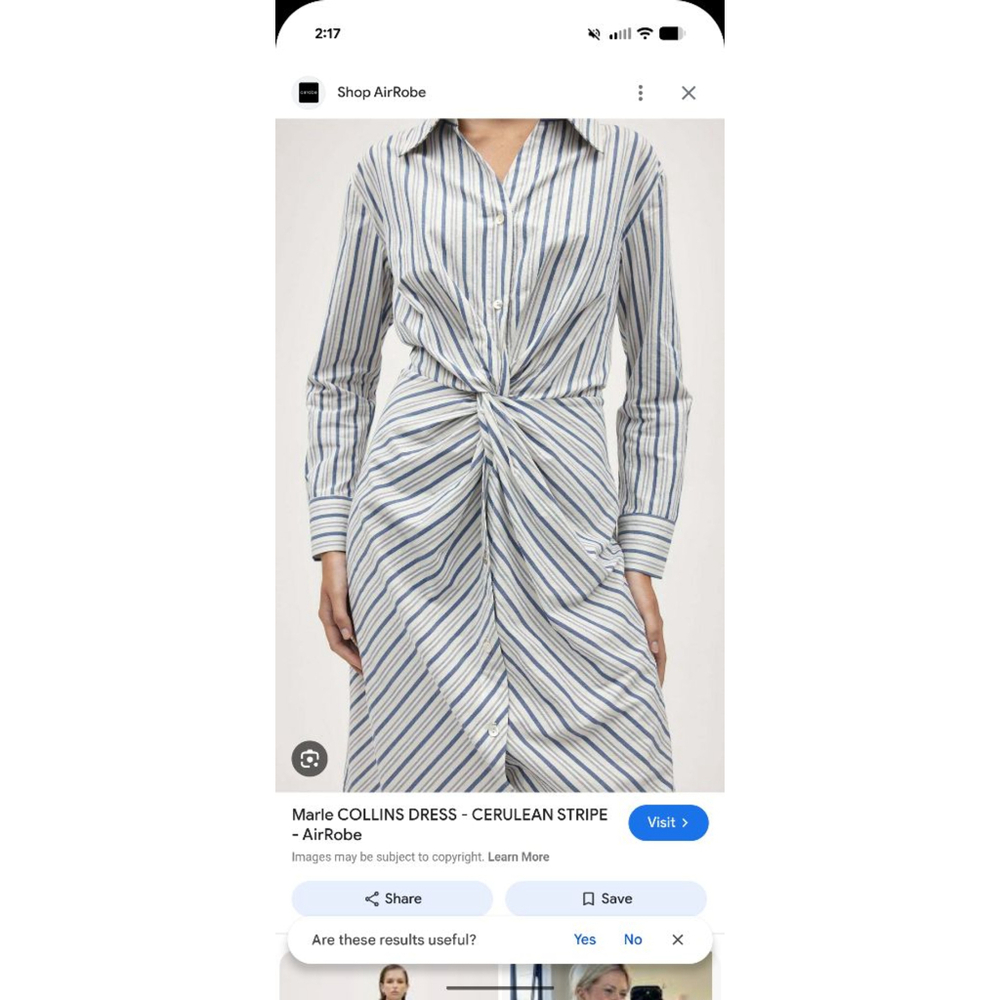 Women's MARLE White & Blue Stripe Knot Front Midi Dress M - Picture 5 of 15